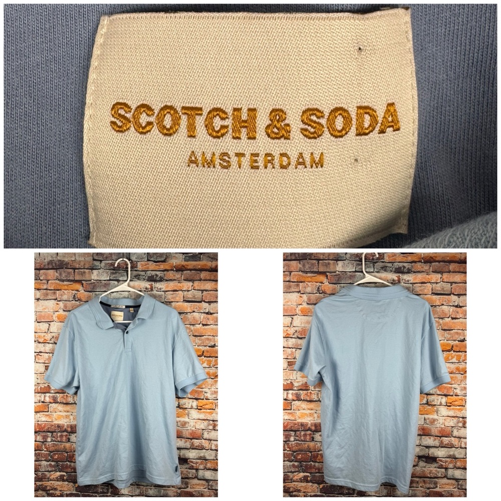 Scotch & Soda Amsterdam Jacquard Polo Short Sleeve Shirt Light Blue Large